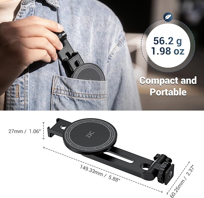 Magnetic Camera Cold Shoe Phone Tripod Mount Holder with Rotatable Cold Shoe & 1/4"-20 Hole,Adjustable Cell Phone Tripod Adapter Attachment for Magsafe iPhone 17 16 15 14 13 12 Pro Max Live Streaming
