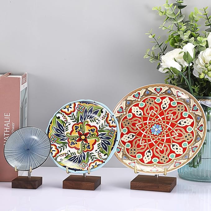 Hipiwe Adjustable Metal Arms Display Stand Easel with Wooden Base - Rocks Crystal Display Easel Holder for Mineral Agate, Gemstones, Fossils, Coral Geodes, Plate and Photo,3.1"x3.1"x4.6"