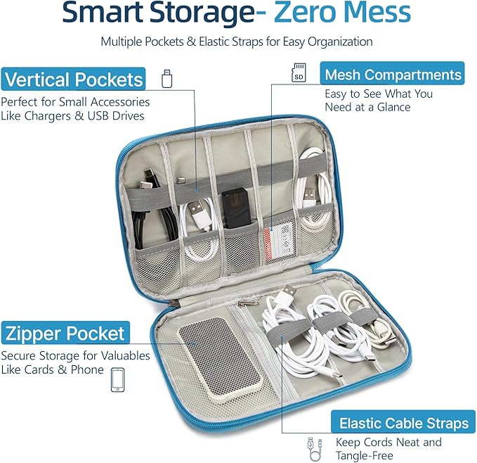 Electronics Organizer Travel Case,Travel Cable Organizer Pouch - Portable Storage Bag for Cord, Charger, Phone, Earphone, Electronic Accessories for Travel & Daily Use