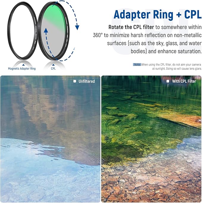 NEEWER 49mm 4-in-1 Magnetic Lens Filter Kit, Includes Neutral Density ND1000+MCUV+CPL+Adapter Ring with 42-Layer Coating/Ultra Slim/Waterproof/Scratch Resistant HD Optical Glass&Water-Resistant Pouch