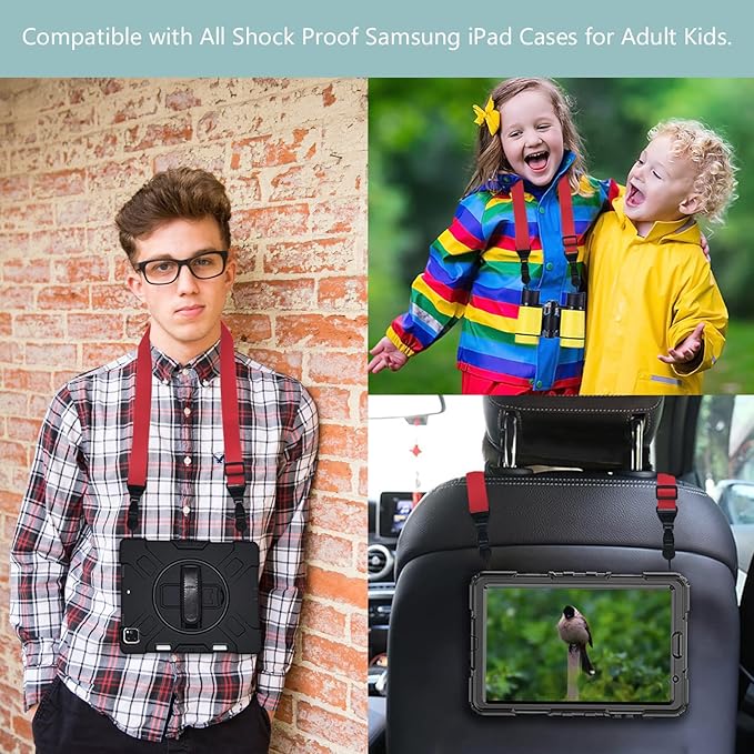 Adjustable Shoulder Strap:Comfortable iPad Strap Nylon Neck Lanyard for iPad/Samsung Tablet Case,Camera Binocular Crossbody Laptop Luggage Bag(Red)