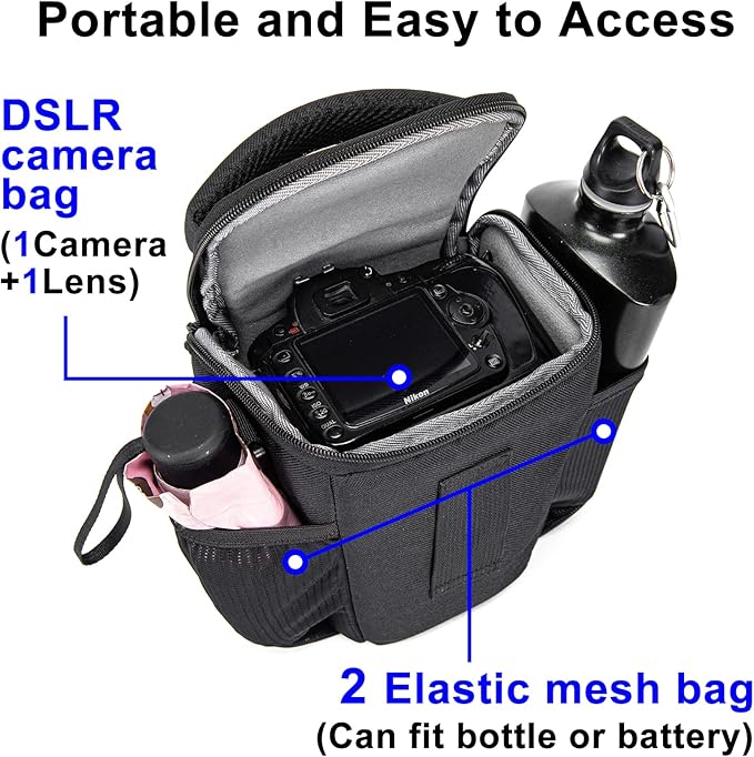 CADeN DSLR/SLR Camera Shoulder Bag Case with Adjustable Shoulder Strap, Compatible for Nikon, Canon, Sony Mirrorless Cameras Waterproof (Large)
