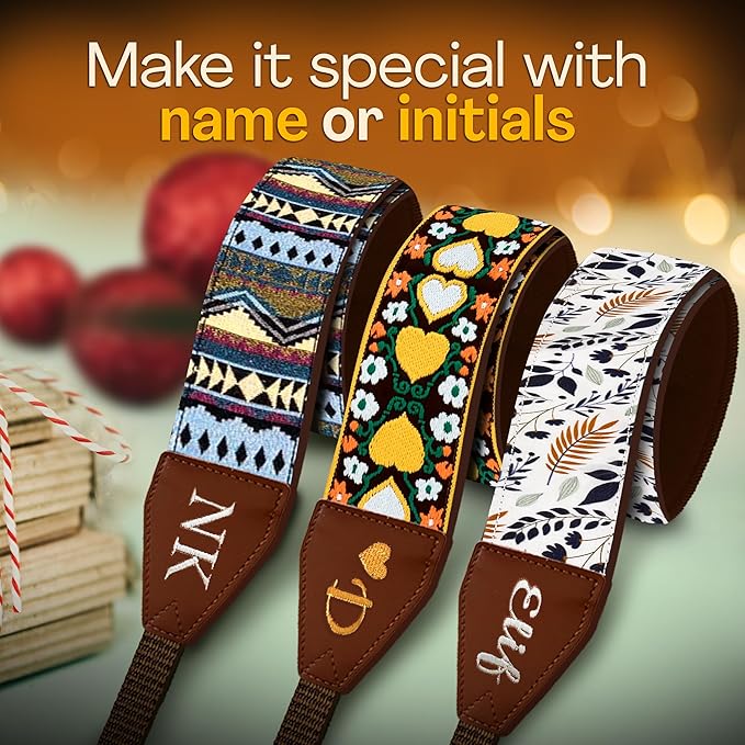 Art Tribute Camera Strap for All DSLR and Mirrorless Cameras. Add Your Name Or Initials Make It a Personalized Gift