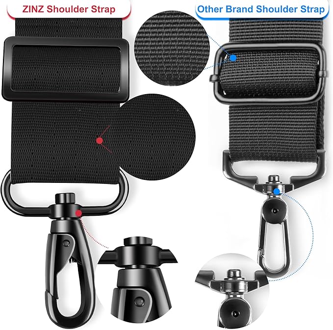 ZINZ 75" Shoulder Strap with Fixed Pad and Dual Balanced Buckles，Black-Red Edge