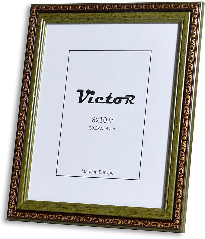 VictoR Picture Frame Chagall 8x10 Brown Green - Vintage Picture Frames with Shutterproof Acrylic Glass - 8 x 10 Photo Frame - Brown Picture Frames - Antique - only for hanging