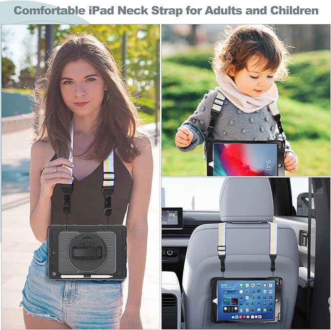 Adjustable Shoulder Strap, Comfortable Camera Strap, Neck Lanyard for iPad Tablet Case, Camera, Binocular, Luggage Bag (Rainbow Colors Shoulder Strap)