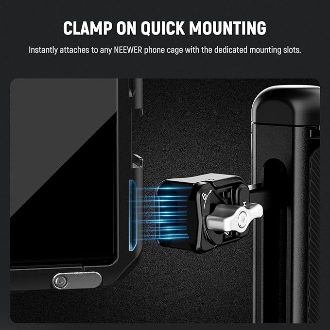 NEEWER Quick Release Side Handle Grip with Capped Anti Off Cold Shoe Compatible with iPhone 16 Pro/16 Pro Max Xiaomi 15 Ultra Samsung Galaxy S25 Ultra Phone Cage, PA145