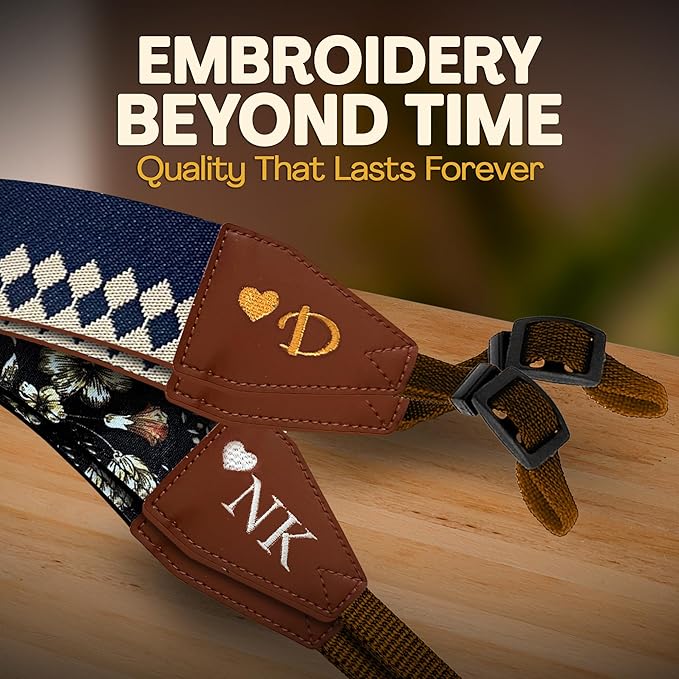 Art Tribute Camera Strap for All DSLR and Mirrorless Cameras. Add Your Name Or Initials Make It a Personalized Gift