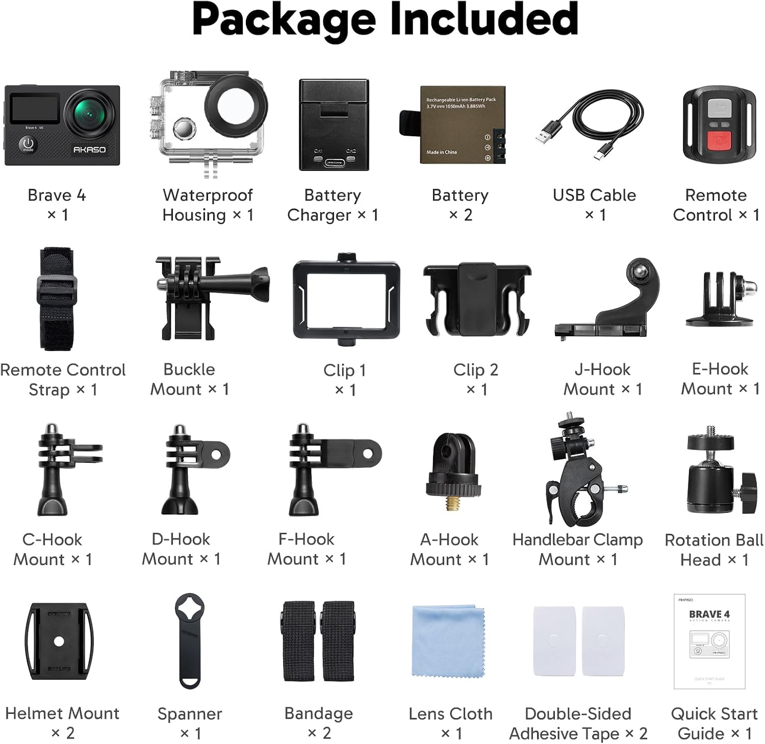 AKASO Brave 4 4K Action Camera – 20MP, Waterproof, Wi-Fi