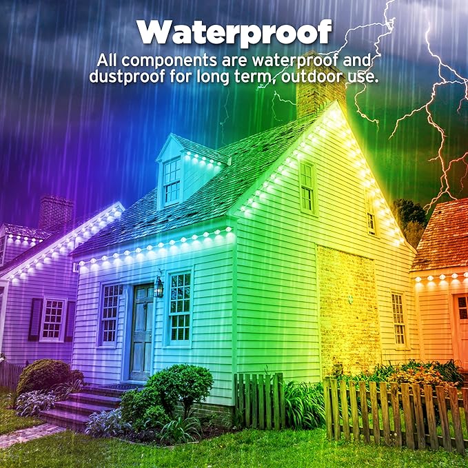 RGB Permanent Outdoor lights, 200FT Smart LED Eaves Lights with APP/Remote Control, IP67 Waterproof Outdoor Lights for House - Ideal for Christmas, Halloween, Party, Garden, Patio Home Decoration