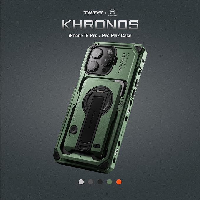Tilta Khronos Compatible with iPhone 16 Pro Max Case – Forest Green | Mobile Filmmaking Accessories | Phone Camera Cage | Phone Video Rig TK-IP16-PMFC-FG
