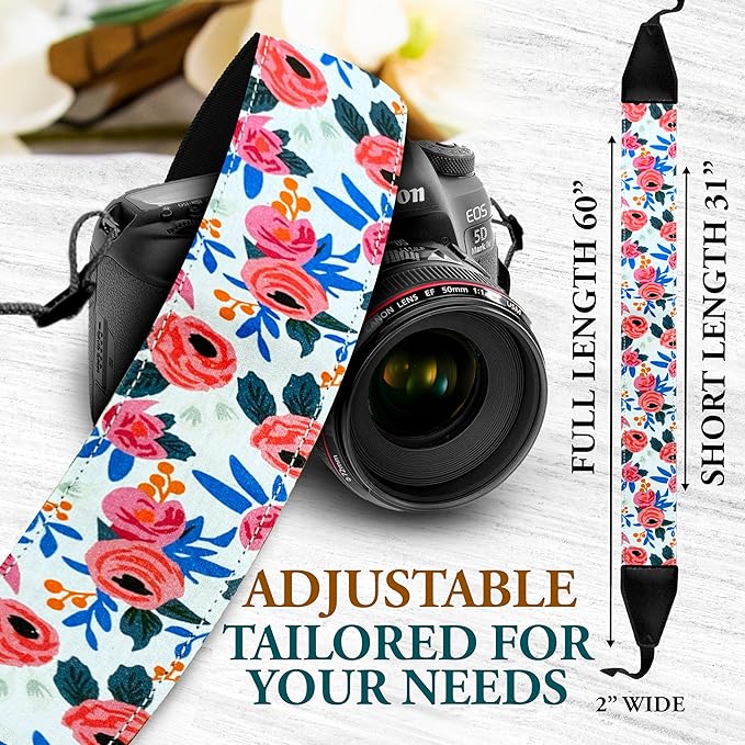 Art Tribute Camera Strap for All DSLR and Mirrorless Cameras. Add Your Name Or Initials Make It a Personalized Gift