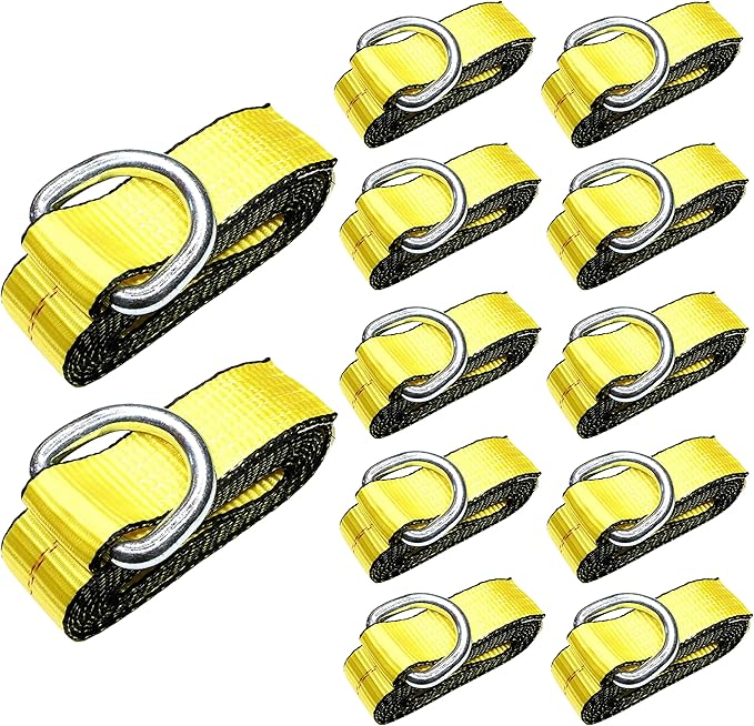 (Pack of 12) 2" X 12ft Feet Lasso Strap with D Ring Auto Tie Down