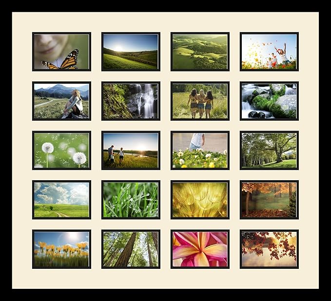 Art to Frames Double-Multimat-1059-754/89-FRBW26079 Collage Photo Frame Double Mat with 20-4x6 Openings and Satin Black Frame