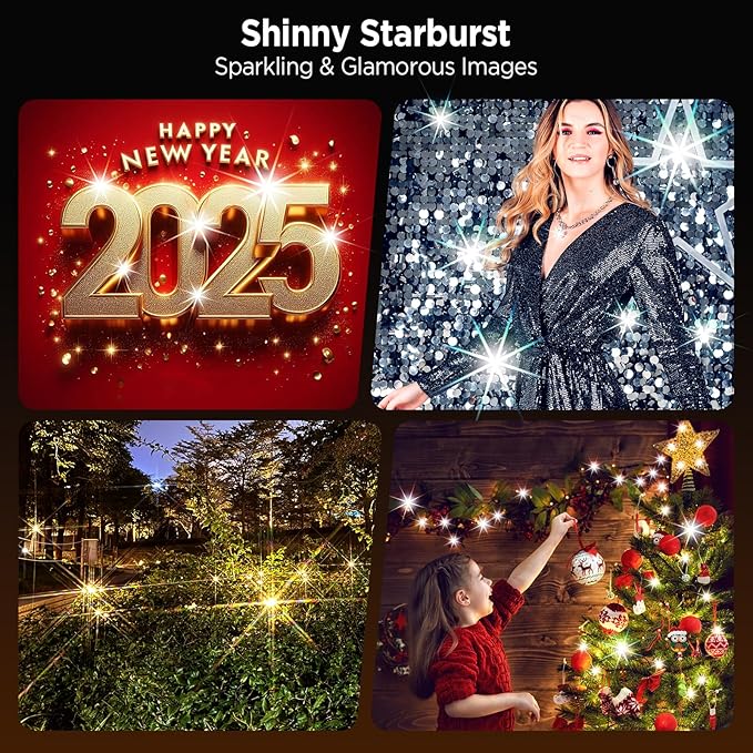 8 Points Star Filter,52mm Rotatable Star Lens for iPhone 16/15/14/13 Pro Max Moto Google Samsung TCL Phone, Cross-Screen Sparkle Effect Starburst Filter with Clip,Nightscape