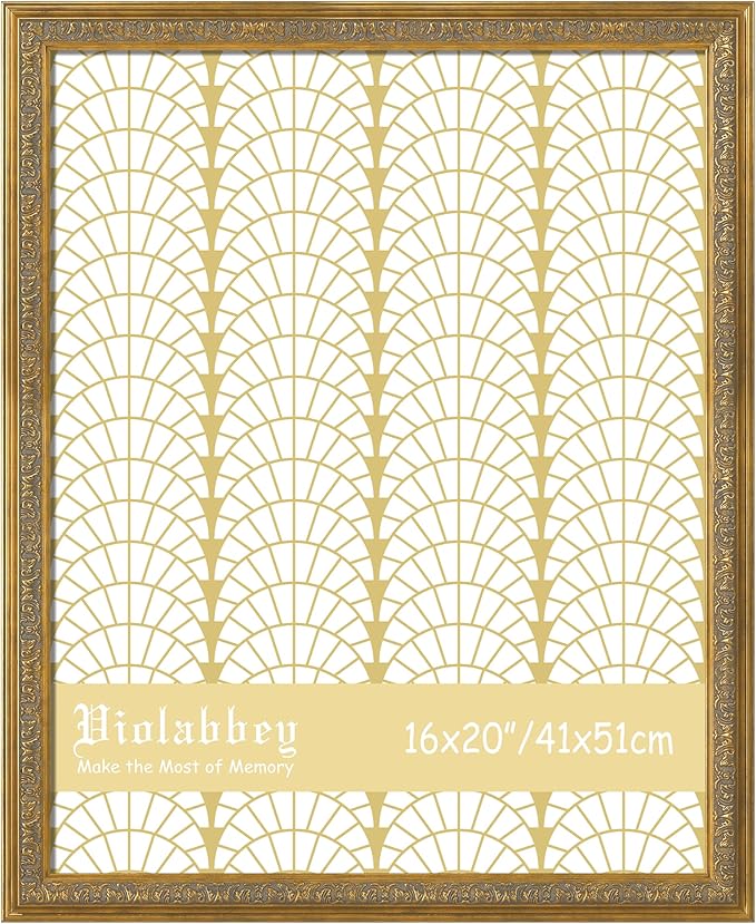 VIOLABBEY 16x20 Gold Frame, Vintage Poster Picture Photo Frames Ornate without Mat for Wall Hanging