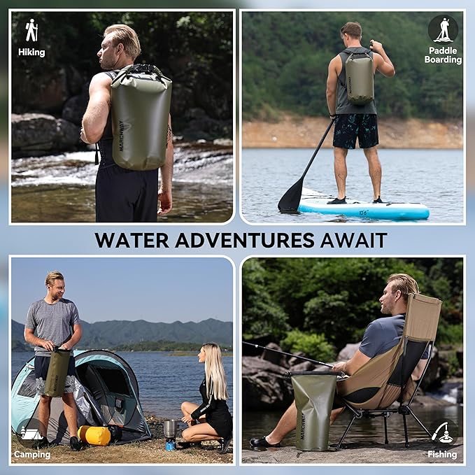 MARCHWAY Floating Waterproof Dry Bag Backpack 5L/10L/20L/30L/40L, Roll Top Sack Keeps Gear Dry for Kayaking, Rafting, Boating, Swimming, Camping, Hiking, Beach, Fishing