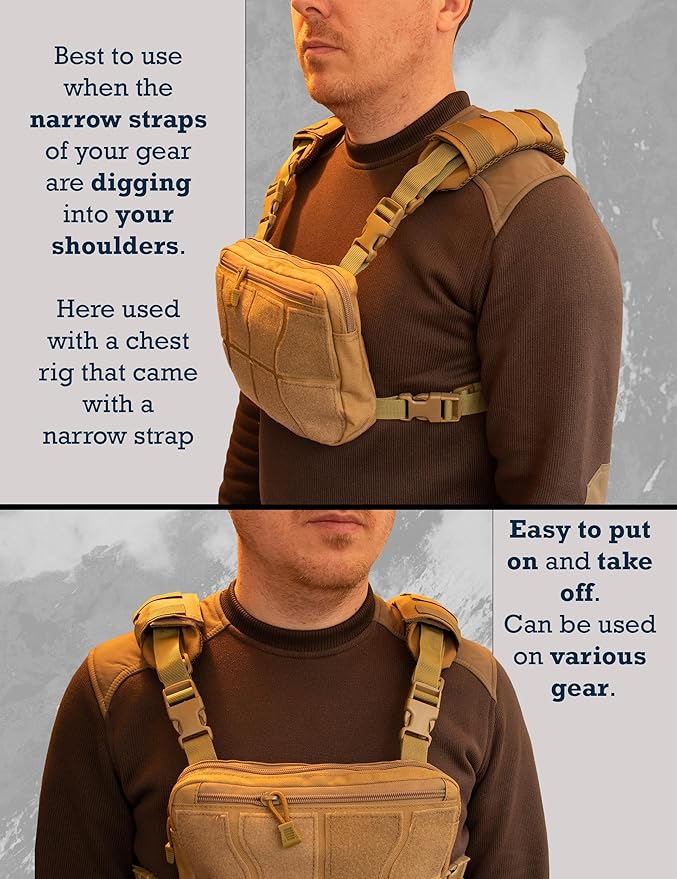 Shoulder Strap Pad for Optimal Weight Distribution, Plate Carrier Shoulder Pads with Velcro, Backpack Strap Pads, Shoulder Strap Cushion for Tactical and Weighted Vests, Body Armor, Waist Belts