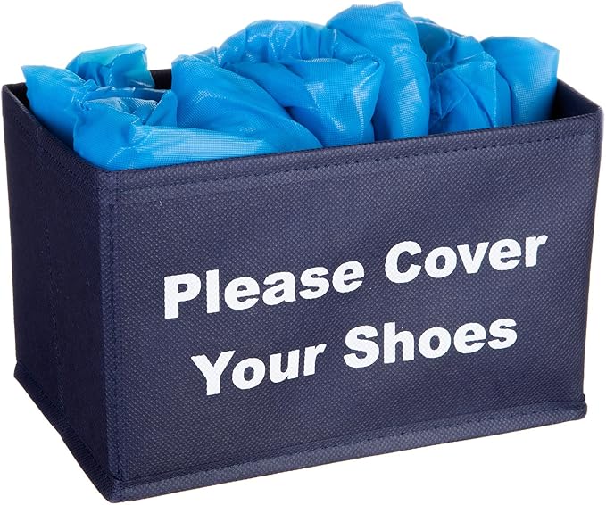 Yolju 300 Pack Disposable Shoe Covers with a Bonus Small Storage Box | Waterproof, Durable CPE Material