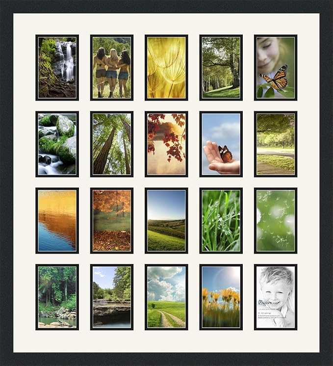 ArtToFrames Collage Photo Frame Double Mat with 20-4x6 Openings and Satin Black Frame