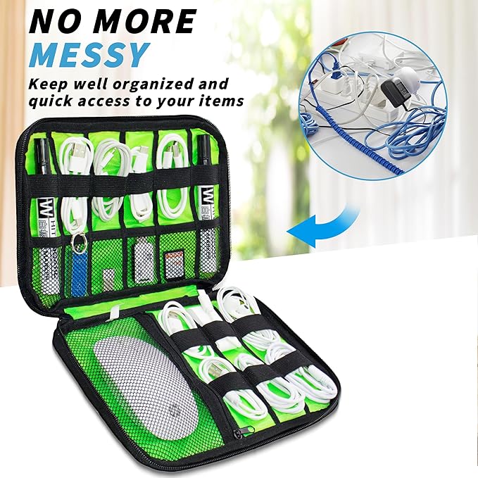 Electronics Organizer,Travel Cord Organizer Pouch, Portable Cable Organizer Bags,Travel Electronic Accessories Storage Case for Cables, Cords, Charger, Phone (Black)
