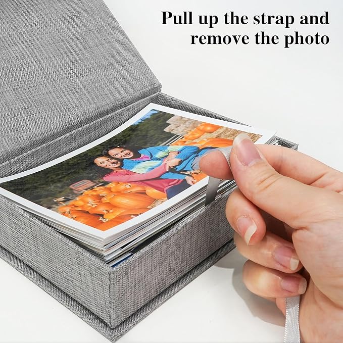 Yopih 4x6 Linen Photo Storage Box - Ideal for Preserving and Organizing Your Precious Photos, Certificates, Scrapbooking Supplies, Keepsakes, and Jewelry Grey