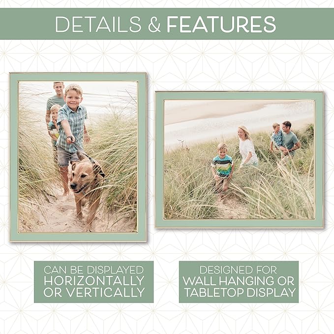 Sheffield Home Tabletop Picture Frame – Iron Enamel Decorative Display Frame for Home or Office, 5x7 Inch, Mint