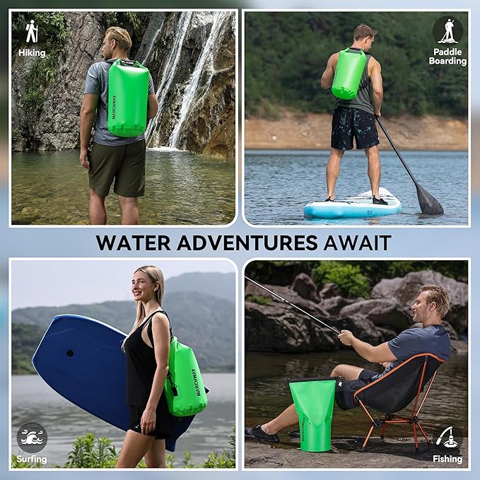 MARCHWAY Floating Waterproof Dry Bag Backpack 5L/10L/20L/30L/40L, Roll Top Sack Keeps Gear Dry for Kayaking, Rafting, Boating, Swimming, Camping, Hiking, Beach, Fishing