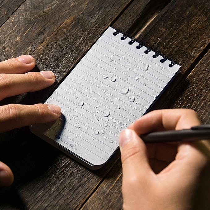 Rite in the Rain Weatherproof Top Spiral Notebook, 3" x 5", Black Cover, Universal Pattern, 3 Pack (No. 735-3)