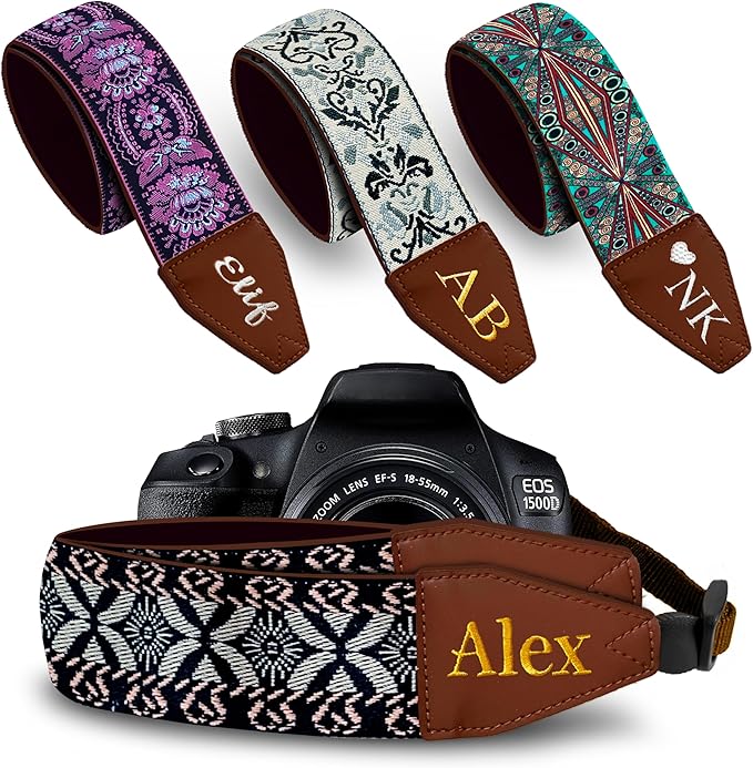 Art Tribute Camera Strap for All DSLR and Mirrorless Cameras. Add Your Name Or Initials Make It a Personalized Gift