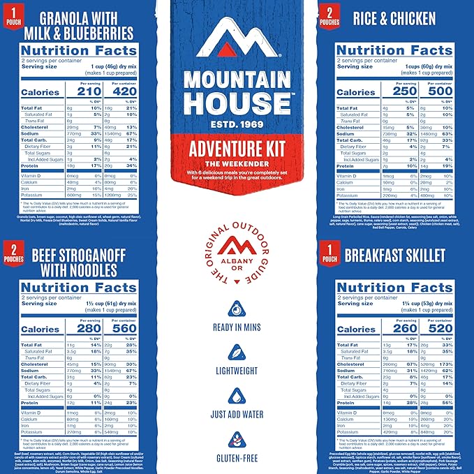 Mountain House Emergency Meal Assortment Kits, Freeze-Dried Survival Food Kit for Disaster Preparedness & Long-Term Storage, 30-Year Shelf Life