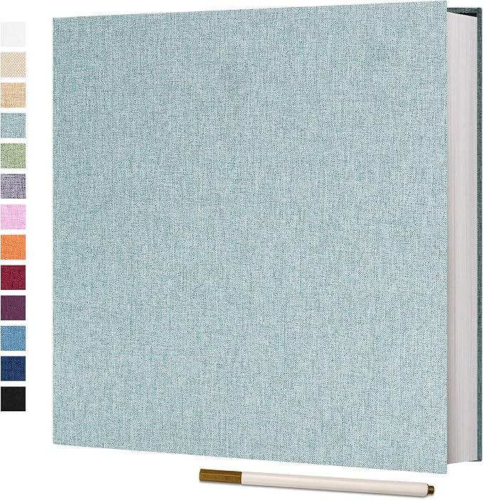 Vienrose Photo Album Self Adhesive 4x6 5x7 3x5 8x10 Scrapbook Album DIY Scrap Book with A Metallic Pen (11"x10.6" 60 Pages, Turquoise)