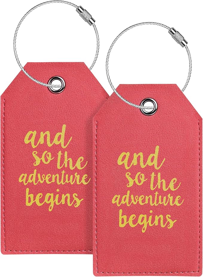 Luggage Tag & Initial Baggage Tags for Suitcases Leather Bag Tags for Backpacks Handbag School Instrument with Name ID Label Travel Essentials, Unique Fun Navy Red Personalized Luggage Tags 2 Pack