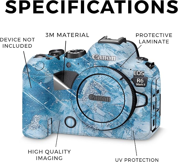 Glossy Glitter Camera Skin Compatible with Canon EOS R6 Mark II Camera (2022) - Winter Rock - Premium 3M Vinyl Protective Wrap Decal Cover - Easy to Apply | Crafted in The USA by MightySkins