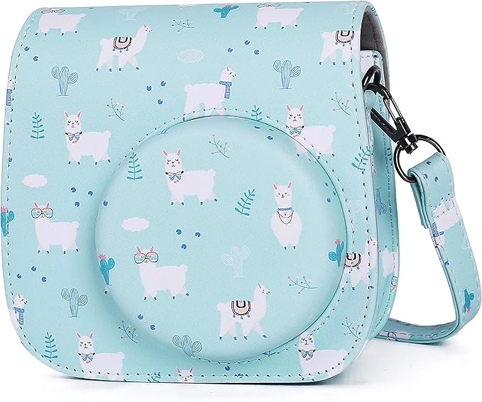 Phetium Instant mini 12 Camera Protective Case Compatible with Instax Mini 12 11,PU Leather Bag with Pocket and Adjustable Shoulder Strap (Alpaca Blue)
