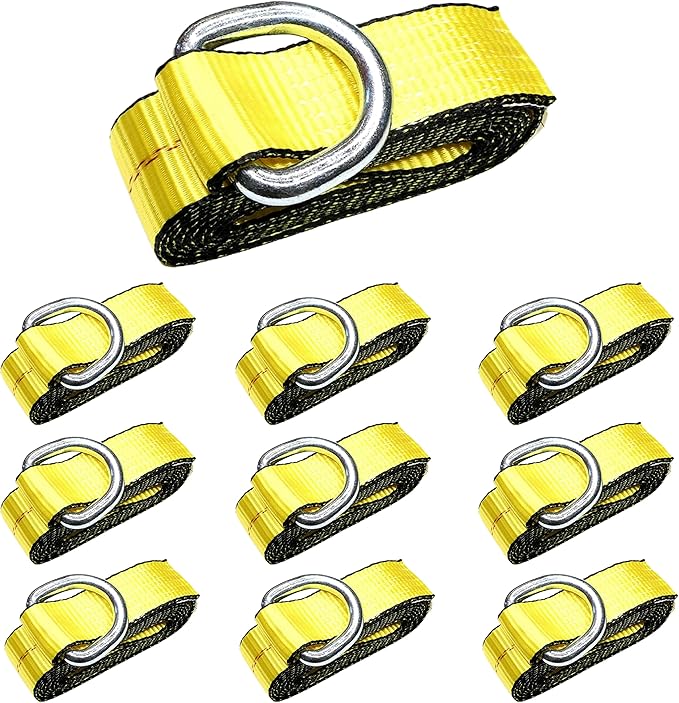 WorldPac (Pack of 10) 2" X 12ft Feet Lasso Strap with D Ring Auto Tie Down