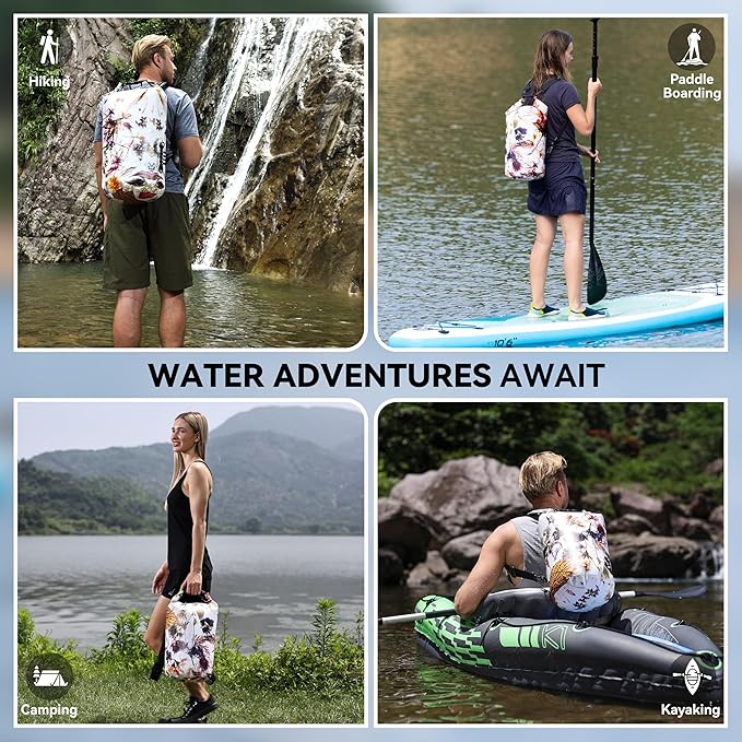 MARCHWAY Floating Waterproof Dry Bag Backpack 5L/10L/20L/30L/40L, Roll Top Sack Keeps Gear Dry for Kayaking, Rafting, Boating, Swimming, Camping, Hiking, Beach, Fishing