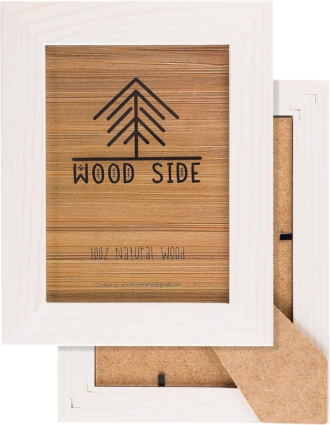 Rustic Wooden Picture Frame 4x6 Inch - 100% Natural Eco Distressed Wood and Real Glass - Made for Wall and Table Top Display - White