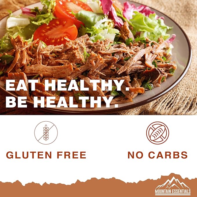MOUNTAIN ESSENTIALS All Natural Canned Beef 28 Oz – Fully Cooked, Ready to Eat, Gluten Free – Canned Meat for Daily Use, Emergency, Survival & Camping – 5-Year Shelf Life – Made in USA – Pack of 6