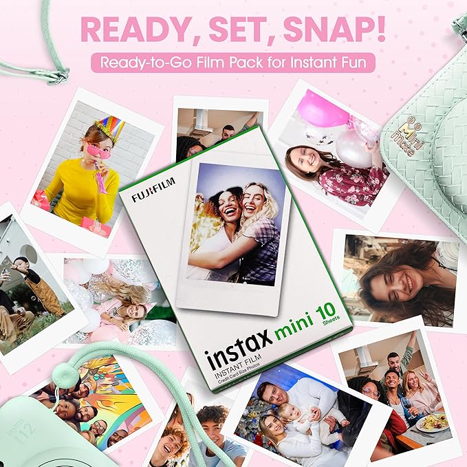 Fujifilm Instax Mini 12 Instant Camera Mint Green + Minimate Custom Designed Case + Fuji Instax Film 10 Sheets & Photo Album