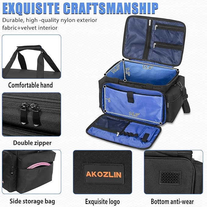 AKOZLIN Cable File Bag with Detachable Dividers for DJ Gear, Sound Instrument Accessories
