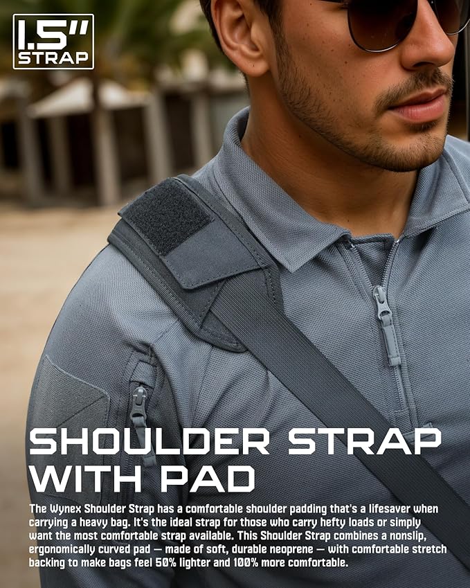 WYNEX Shoulder Strap Pad for Tactical Pouch, Universal Bag Strap with Detachable Thick Pad Single Shoulder Straps Replacement