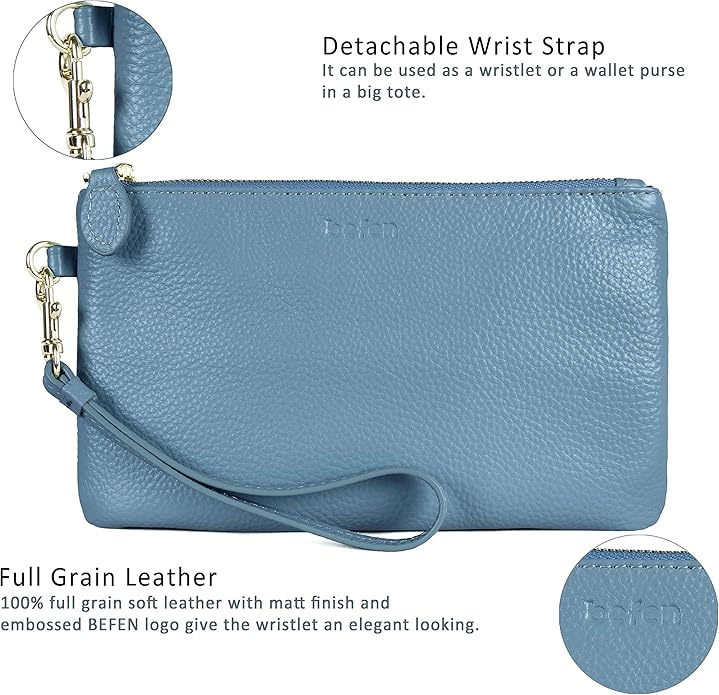 befen Genuine Leather Wristlet Clutch RFID Blocking Bag Cell Phone Wallet Purse Wristlet Wallet Purses and Handbags for Women