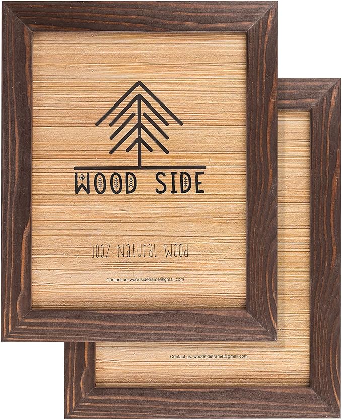 Rustic Wooden Picture Frame 4x6 Inch - Set of 2-100% Natural Eco Barn Wood with Real Glass - Made for Wall Hanging and Tabletop Display - Brown Wenge