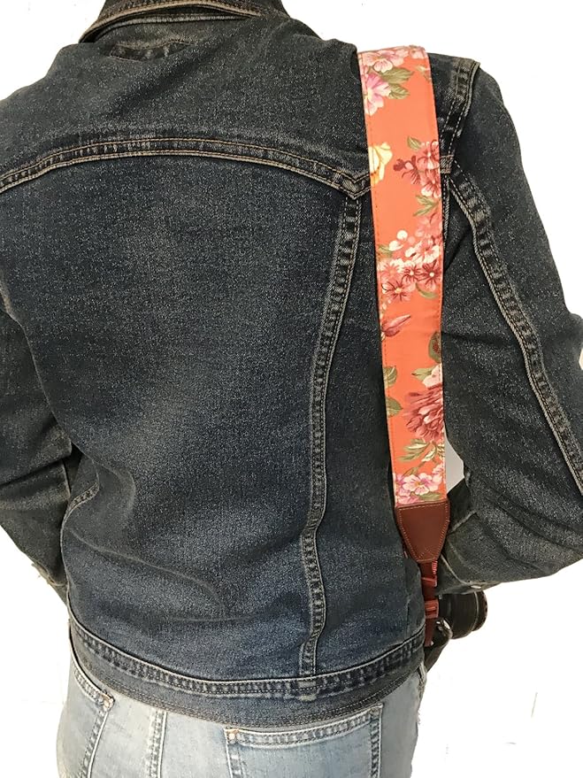 Alled Camera Strap Neck, Adjustable Vintage Orange Floral Camera Straps Shoulder Belt for Women/Men,Camera Strap for Nikon/Canon/Sony/Olympus/Samsung/Pentax ETC DSLR/SLR
