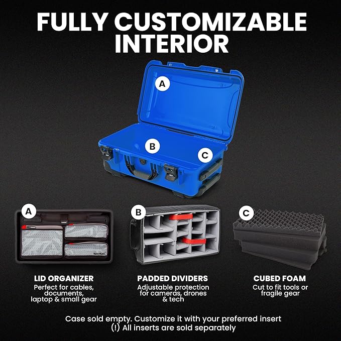 NANUK 935 Hard Case – Waterproof Equipment Case with Wheels, 22” x 14” x 9” – Dustproof and Impact Resistant, Airline Carry-On Approved - Blue