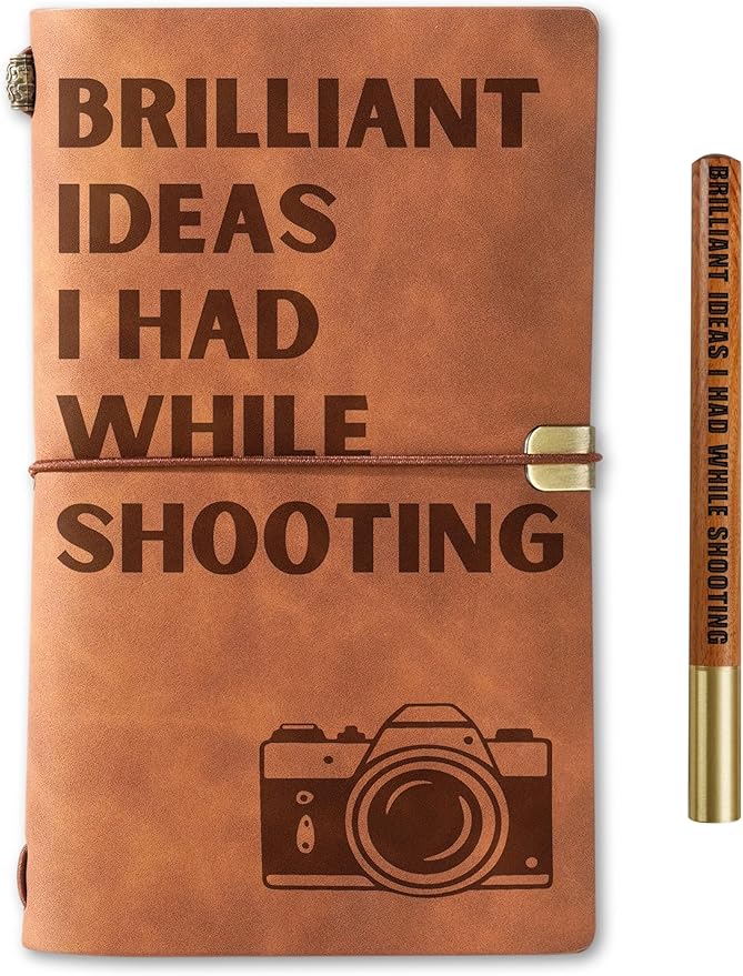 InnoBeta Photographer Gifts Embossed Journal Notebook, for Men Women on Christmas, Birthday, Travel Diary, Faux Leather, 7x5 Inches - Brilliant