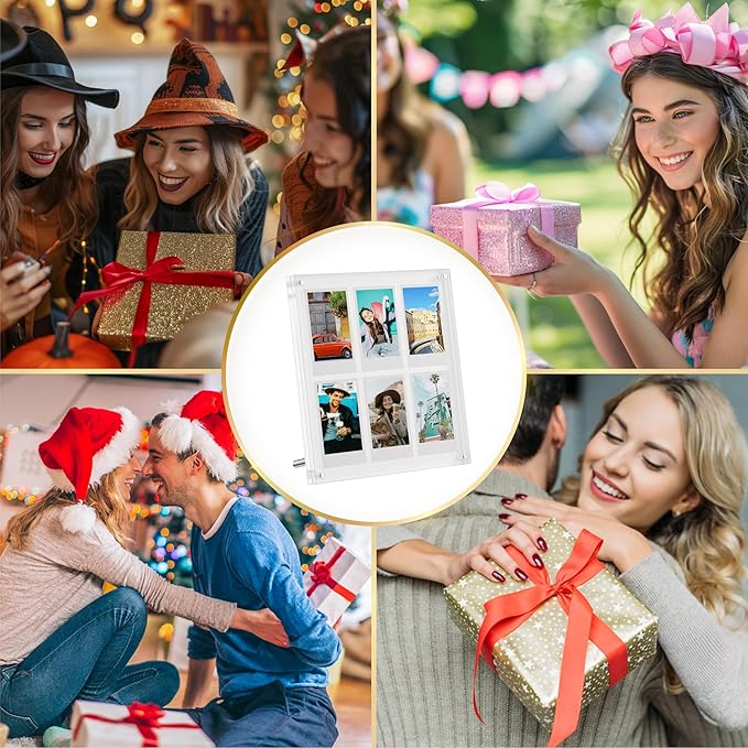 Janaden 2x3 Polaroid Picture Frame Holder for Photos, Acrylic Fridge Magnetic Frame Compatible with Fujifilm Instax Mini/Square Film, Instax Collage Frame for Refrigerator and Desktop Picture Display