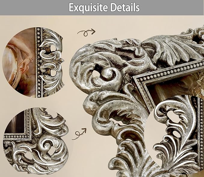 Silver Picture Frame 8x10 Ornate Vintage Baroque for Tabletop Wall Display, Gothic Antique Frame or Matted to 5x7 Photos
