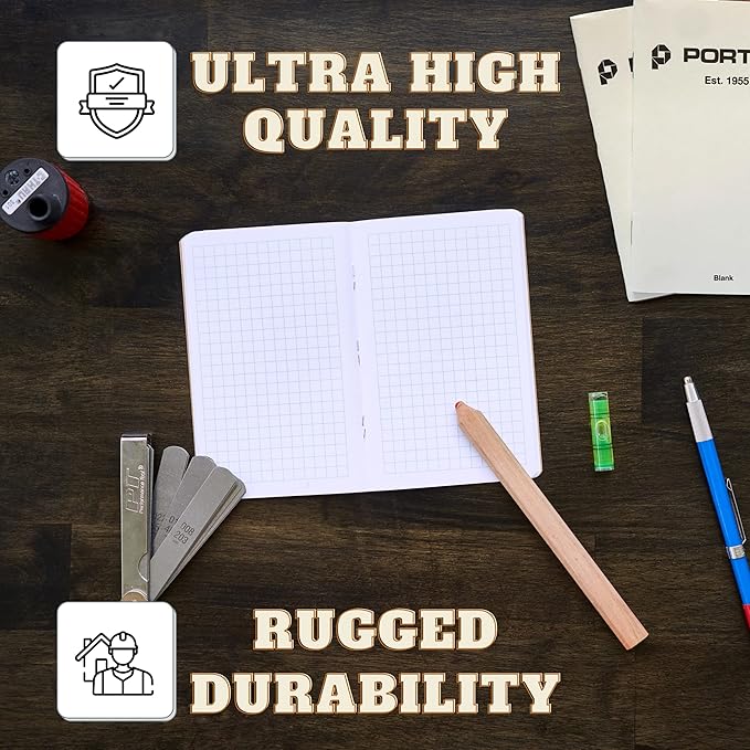 Portage Small Graph Notebook- Notepad for Field Notes, White Graph Small Sketch Book, Pocket Notebook Journal for Taking Notes in the Field – 3.5 x 5.5 Inches, 64 Pages, (Pack of 6)